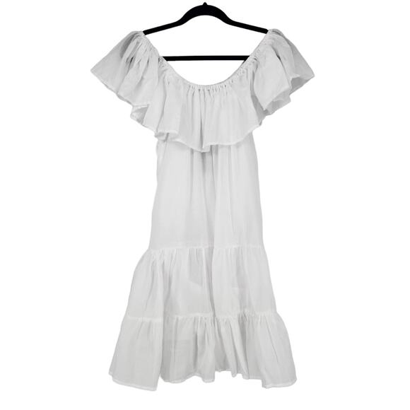 Erika Pena Rita Short Women's Boho Off Shoulder Ruffle White Dress Size XS/S - Picture 2 of 7